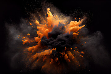 Colorful rainbow holi paint powder explosion on black background illustration