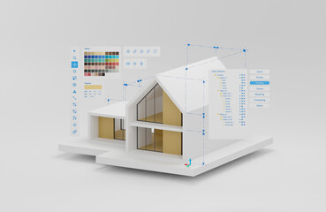 Architecture house model design construction building. architecture software concept. 3d rendering..