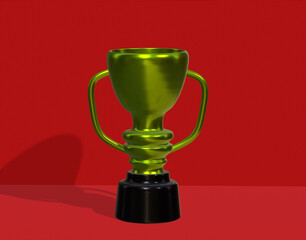 3d rendering. Gold trophy.