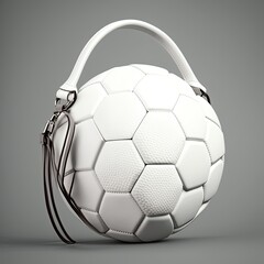 Fashion Design, leather women's bag in the shape of soccer ball. Generative AI.