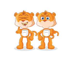 tiger thumbs up and thumbs down. cartoon mascot vector