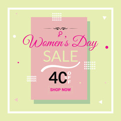 Obraz premium Happy women's day 40% discount sale offer banner. International women's day social media post promotion.International women’s day discount sale