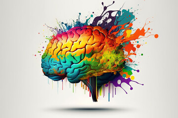 Concept of brainstorming, dreaming and ideation, splash of colours - Ai GenerativeI
