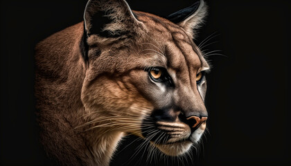 Cougar isolated black created with Generative Ai technology