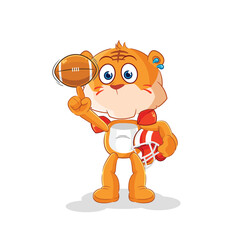 tiger playing rugby character. cartoon mascot vector