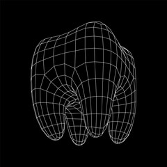 Tooth protection of enamel. Wireframe vector.