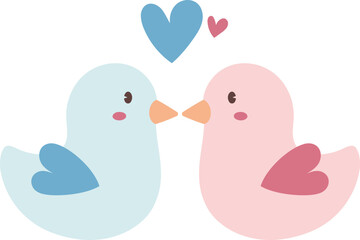 Love Birds Valentine Couple Cartoon