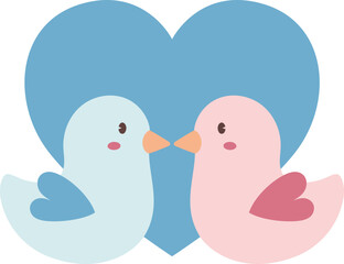 Love Birds Valentine Couple Cartoon