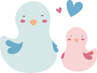 Love Birds Valentine Dad And Baby Cartoon