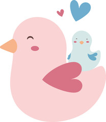 Love Birds Valentine Family Cartoon