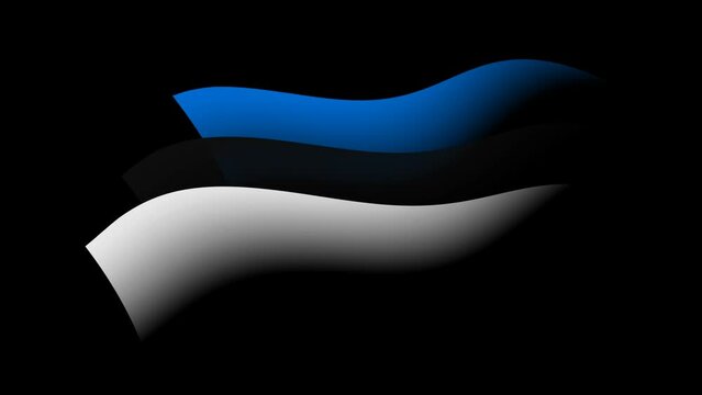 Estonia flag animated stylized watercolor. Waving estonian flag color stripes. State patriotic banner estonia. Tricolor. Design element, transparent, seamless loop