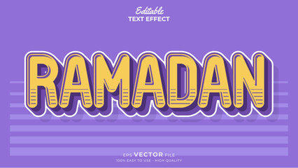 Editable text effect - Ramadan Sale 3d Traditional Cartoon template style premium vector