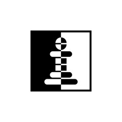 Chess pawn. Vector logo design. Abstract black and white silhouette.