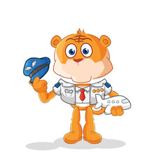 tiger pilot mascot. cartoon vector