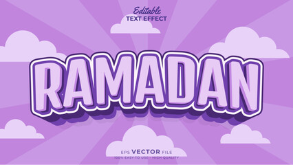 Editable text effect - Ramadan Sale 3d Traditional Cartoon template style premium vector