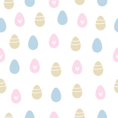 Seamless pattern with cartoon eggs. Festive colorful vector for easter. hand drawing. design for fabric, wrapper, print