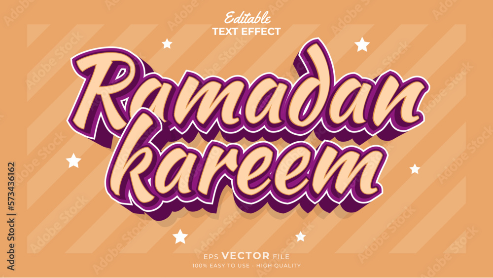 Wall mural editable text effect - ramadan sale 3d traditional cartoon template style premium vector