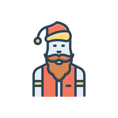 Color illustration icon for santa