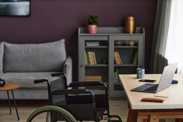 Wheelchair for person with disability in the room