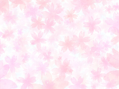ぼやけた桜の花が咲き乱れる華やかなピンク色背景