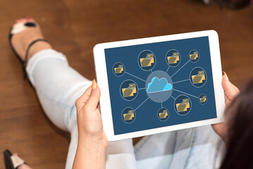 Cloud storage concept on a tablet