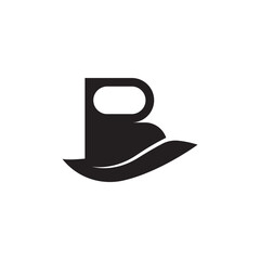 B leaf or wave logo icon simple.