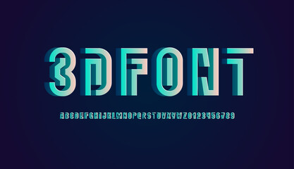 Digital font alphabet from segment line, minimal technology style letters and numbers, vector illustration 10EPS