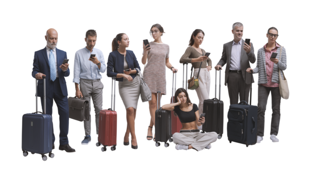 Group of diverse people traveling