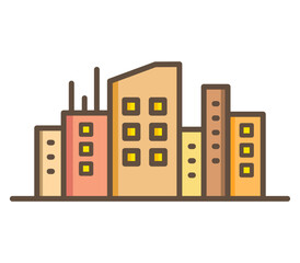 Modern street building Icon. Construction, environment, urban city development concept. Flat vector design illustration.