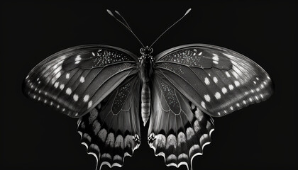 Butterfly isolated black created with Generative Ai technology