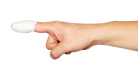 Forefinger with  bandage isolated