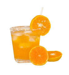 fresh orange juice in glass cup isolated