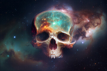 Skull and galaxy blend beautifully With Generative AI