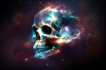 Skull and galaxy blend beautifully With Generative AI