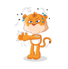 tiger swat fly character. cartoon mascot vector