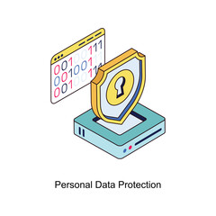 Personal Data Protection  Vector Isometric Filled Outline icon for your digital or print projects.
