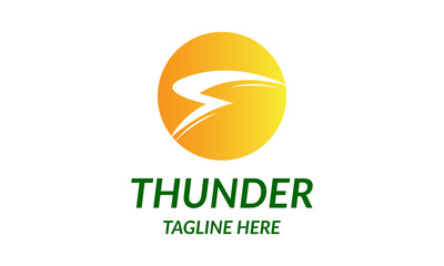 Thunder and Bolt Lighting Flash With Circle Logo Design Template.