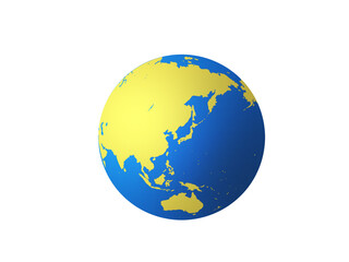 白バックで日本を中心とした地球儀