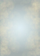 Vector Summer Sun Shine Background with Bokeh Blurred Glowing Gold Circles on Blue Sky.  Blured Sunlight Background. Magic Summertime Print. Calm Defocused Light Design for Posters, Covers, Cards..