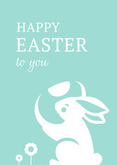 Happy Easter vintage greeting card bunny with chicken egg design template vector flat illustration