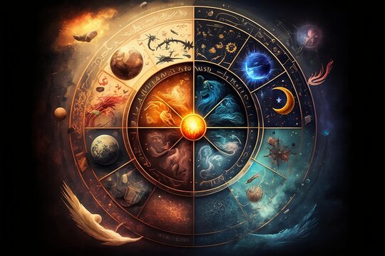 Astrology 4k art. Illustration. Created with Generative AI 