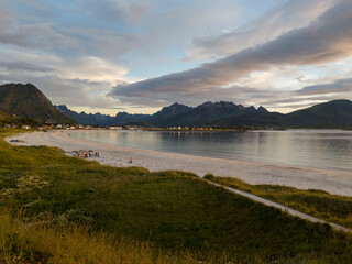 Evening on Ramberg Beach, in Lofoten Archipelago