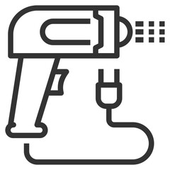 Simple scanner tool outline icon, scanner and database related concept on the white background