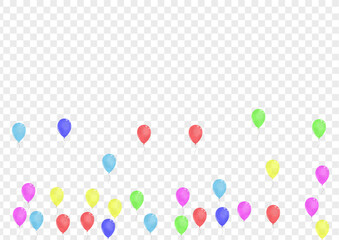 Blue Confetti Background Transparent Vector. Helium Symbol Template. Pink Gift. Green Ballon. Surprise 3d Background.