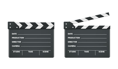 Obraz premium Isolated Open And Closed Director Clapboard Movie Clapperboard Templates Set