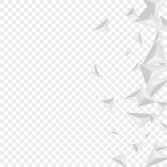 Grizzly Element Background Transparent Vector. Crystal Trendy Backdrop. Hoar Abstract Texture. Pyramid Beauty. Silver Origami Template.