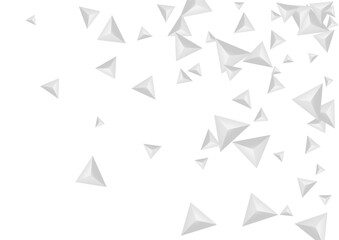 Silver Shard Background White Vector. Triangular Volume Banner. Grizzly Beauty Texture. Pyramid Shape. Hoar Crystal Template.