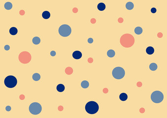 Abstract handmade different size and color simple circle pattern background. Bubble, circle pattern design. Tile vector pattern with pastel hand drawn polka dots on yellow background.