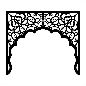 Laser cutting design for the temple, Mandir Jali, Partition arch for temple decoration vector