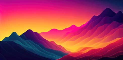 Papier Peint photo Lavable Roze Abstract gradient mountain landscape background wallpaper design (Generative AI)